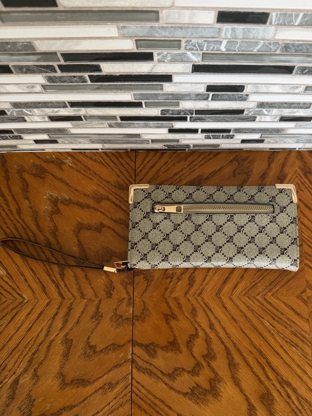 Unbranded Designer Inspired Monogram Zip Around Wristlet Clutch